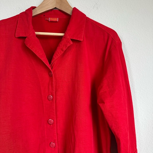 Tianello Red Tencel Button Down Jacket Shirt - Picture 8 of 14